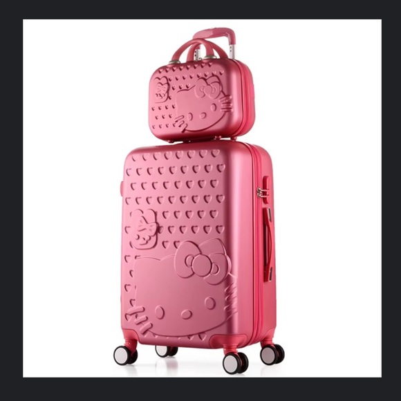 Handbags - Pink Pearlescent Kitty suitcase Valentine Birthday Bat Mitzvah
